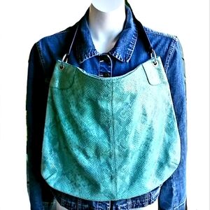 Banana Republic Green Textured Leather Hobo Bag